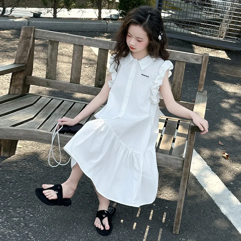 فساتين صيفية جديدة للمراهقين لعام 2025 فساتين رسمية للأميرة للأطفال تنورة بدون أكمام 4 5 6 7 8 10 11 12 13 سنة #5