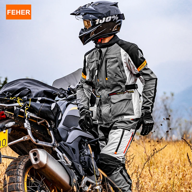 Combinaison de moto tout-terrain FEHER pour homme, imperméable et coupe-vent, combinaison de rallye pour moto, ensemble de veste de moto à 3 couches JK-059