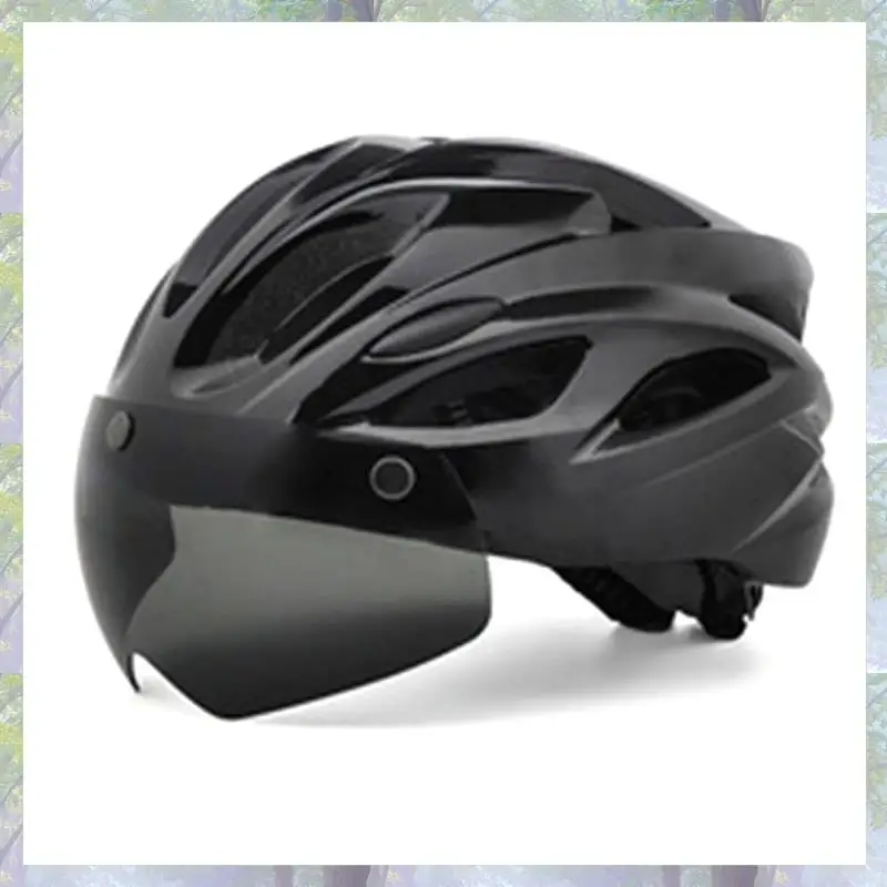 خوذة دراجة خوذة ركوب الدراجات مع نظارات الضوء الخلفي خوذة الدراجة الجبلية القابلة للتعديل للبالغين من الرجال والنساء باللون الأسود