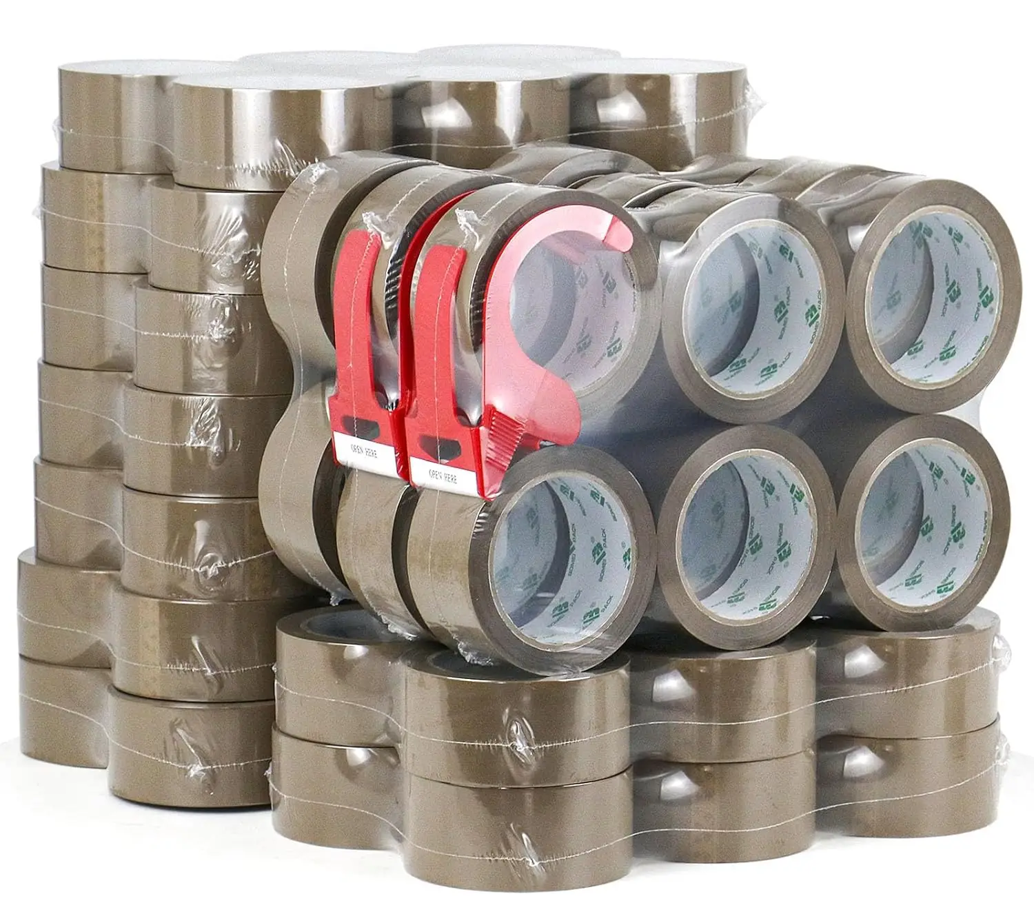 

72Rolls Brown Packing Tape with Dispenser, Bulk Box Packing Tape Rolls for Packaging, Shipping and Moving, 2.4Mil 1.88 I