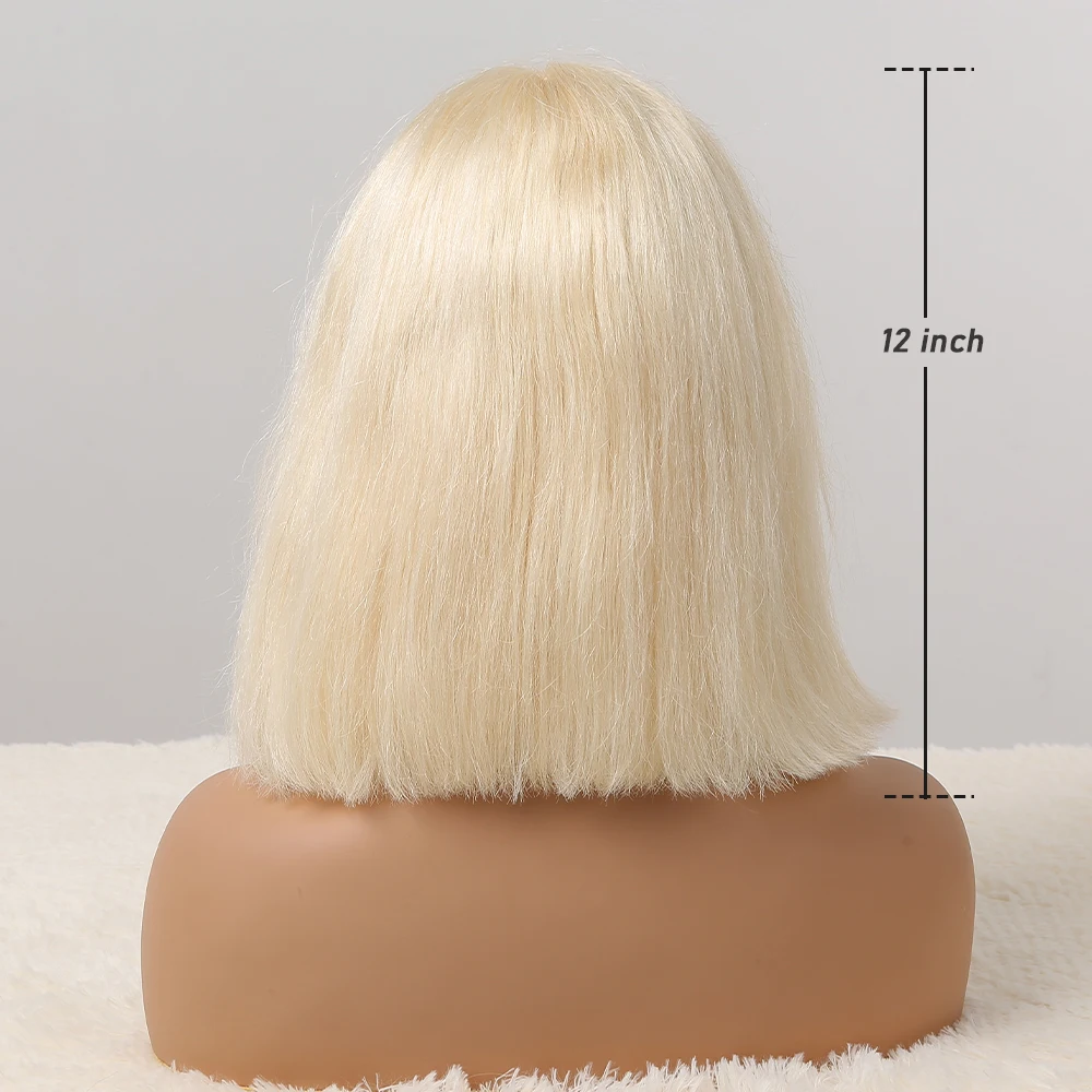 Bob Wig Lace Front Human Hair Wigs 613 Blonde Colored Remy Human Hair Short Straight Closure T Part Lace Frontal Wig for Women