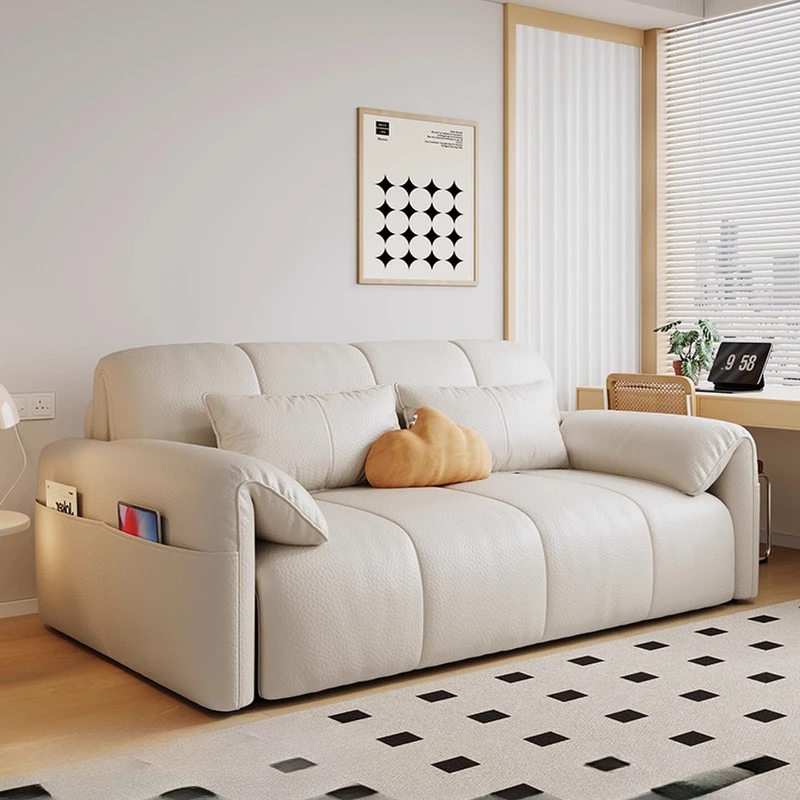 Intelligent Electric Sofa Bed with Voice Control Foldable Living Room Furniture Wireless Remote Control Bottom Storage Box