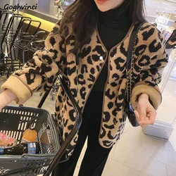 Leopard Jackets Women Furry Casual Vintage Coats All-match Baggy Designed Aesthetic Clothes Famous Lady Korean Fashion Newly