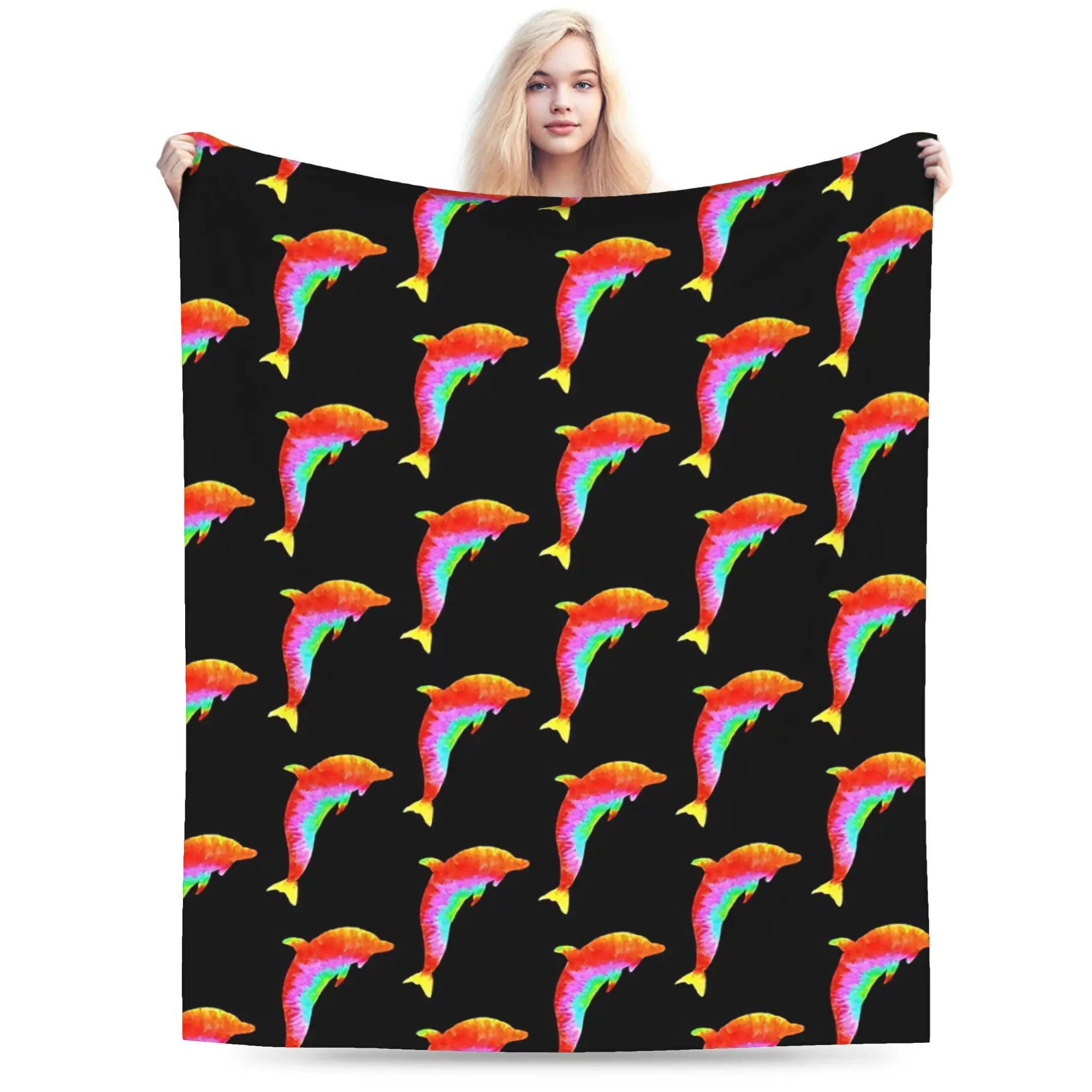 Funny Dolphins Watercolor Blankets Quality Super Soft  Bedding Throws Winter Children Home Decor Novelty Bedspread