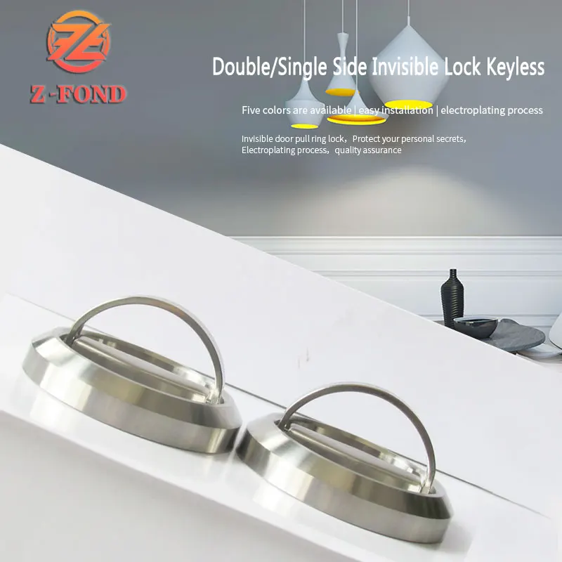 

ZFOND Narrow Hallway Door Locks Hidden Recessed Cup Door Handles for Swinging Door Invisible Keyless Mechanical Outdoor Lock