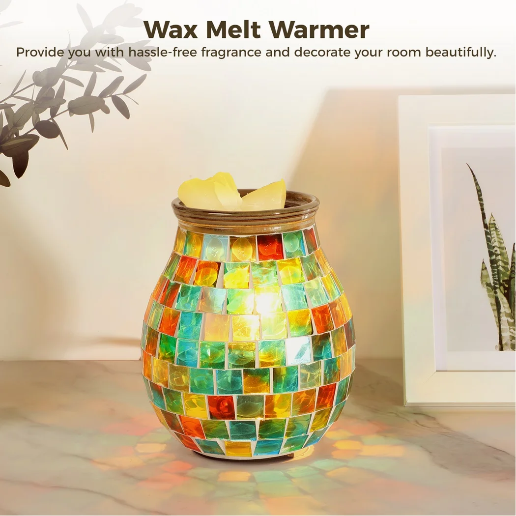 Wax Melt Warmer Glass Wax Burner Electric Glass Wax Warmer For Scented Wax Electric Oil Burner With Mosaic Wax Melter Decor