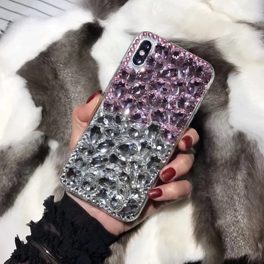 Bling Phone Case with Different Color Rhinestone Crystal Diamond, Soft Back Cover for iPhone 16 15, 14, 11, 12, 13Pro, Xs Max