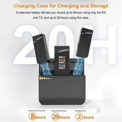 Imagen 2 del producto Micrófono Lavalier Inalámbrico COMICA Vimo C 2.4G con Estuche de Carga, Micrófono de Solapa para Cámara, Teléfono Inteligente, Podcast, Entrevista, Vlog