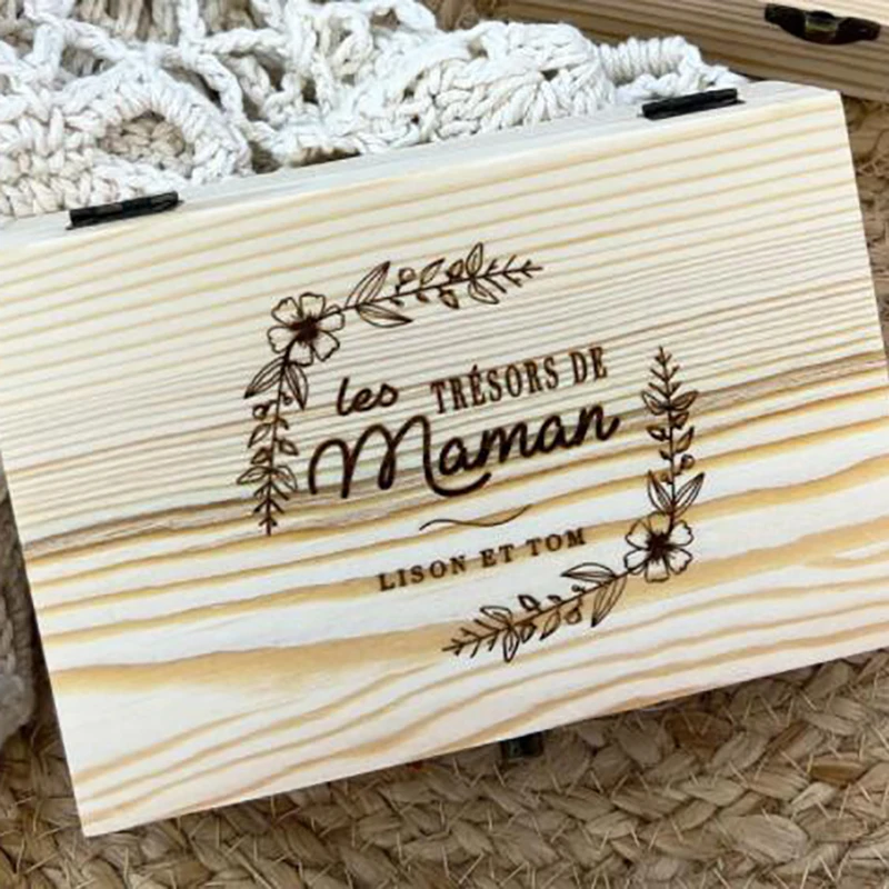 Personalized Storage Box, Wood Keepsake Box, Mom Gift, Customized Mother's Day Gift，Birthday Decoration，Memory Box，Wedding Decor