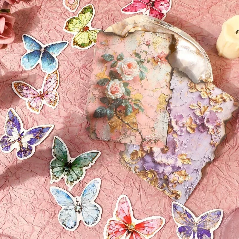 20 قطعة كتيب زهرة الورق فراشة المواد الكولاج الكتابة الروكوكو زهرة ملصق رائع سجل القصاصات قطع 178*113 مللي متر #5