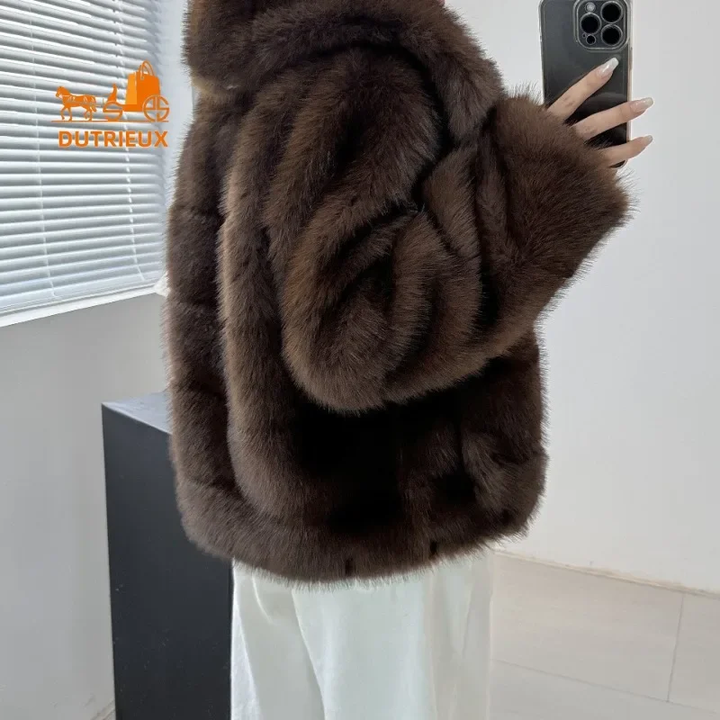 2024 Winter New Fur Coat Women Lapel Loose Version Luxury Genuine Leather Fur Coat Elegant Temperament Short Warm Jacket Party