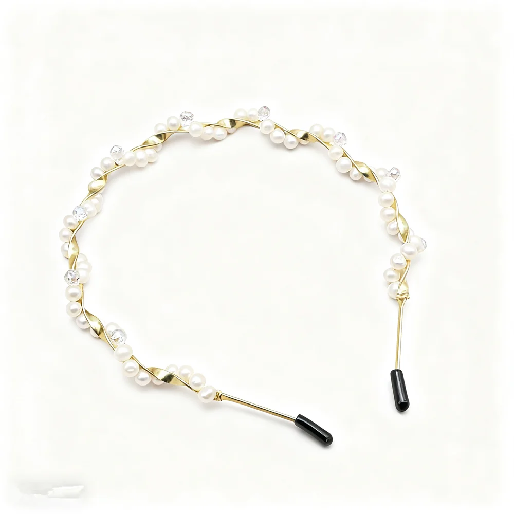 

Новый стиль, роскошная повязка для волос с натуральным пресноводным жемчугом, ручная работа, обернутая для девочек, повязки для волос, женская повязка на голову, аксессуары для волос