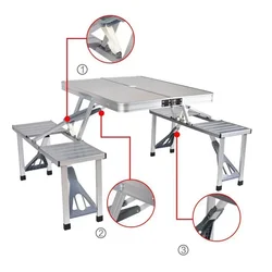 Outdoor Folding Table and Chair for Camping, Aluminium Alloy, Picnic, Waterproof, Durable, Desk for Beach