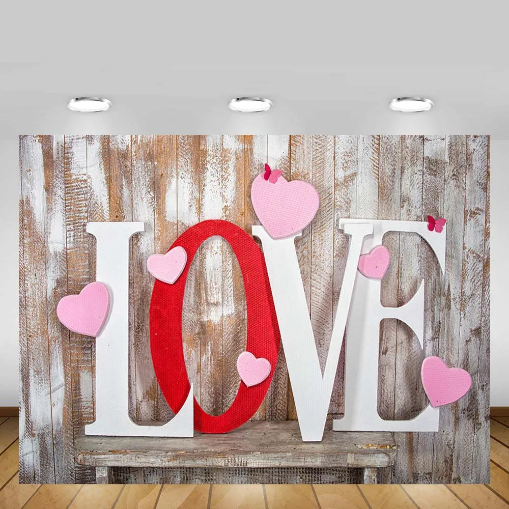 

Mehofond Valentines Day Wooden Wall Photography Background Love Heart Adult Children Portrait Backdrop Photo Studio Photophone