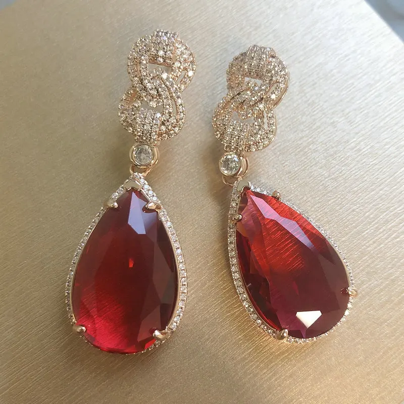 Bilincolor Mode Vintage Große Gelb Cubic Zirkon Ohrring für Frauen – Detail 5