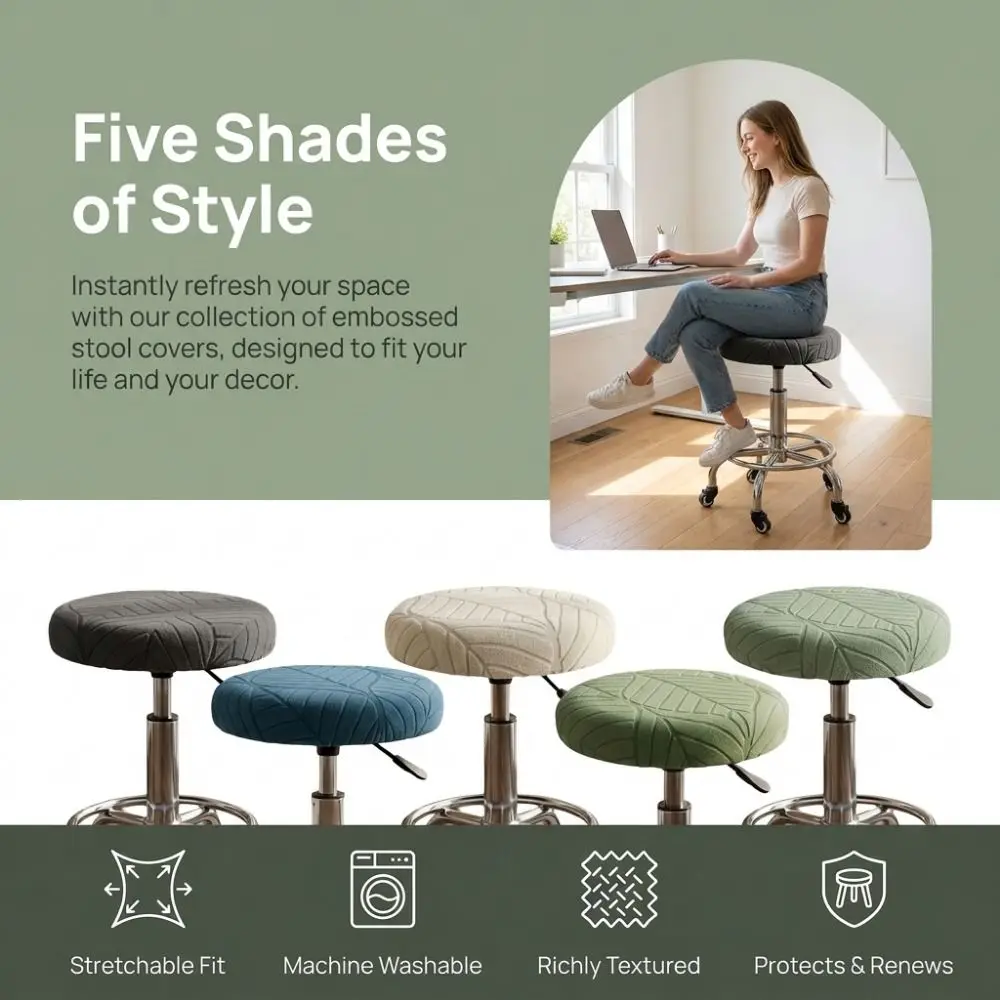 Easy Care Stretchable Bar Round Stool Cover Breathable Thickened Seat Protector Elastic Dust-proof Chair Slipcover Home Use