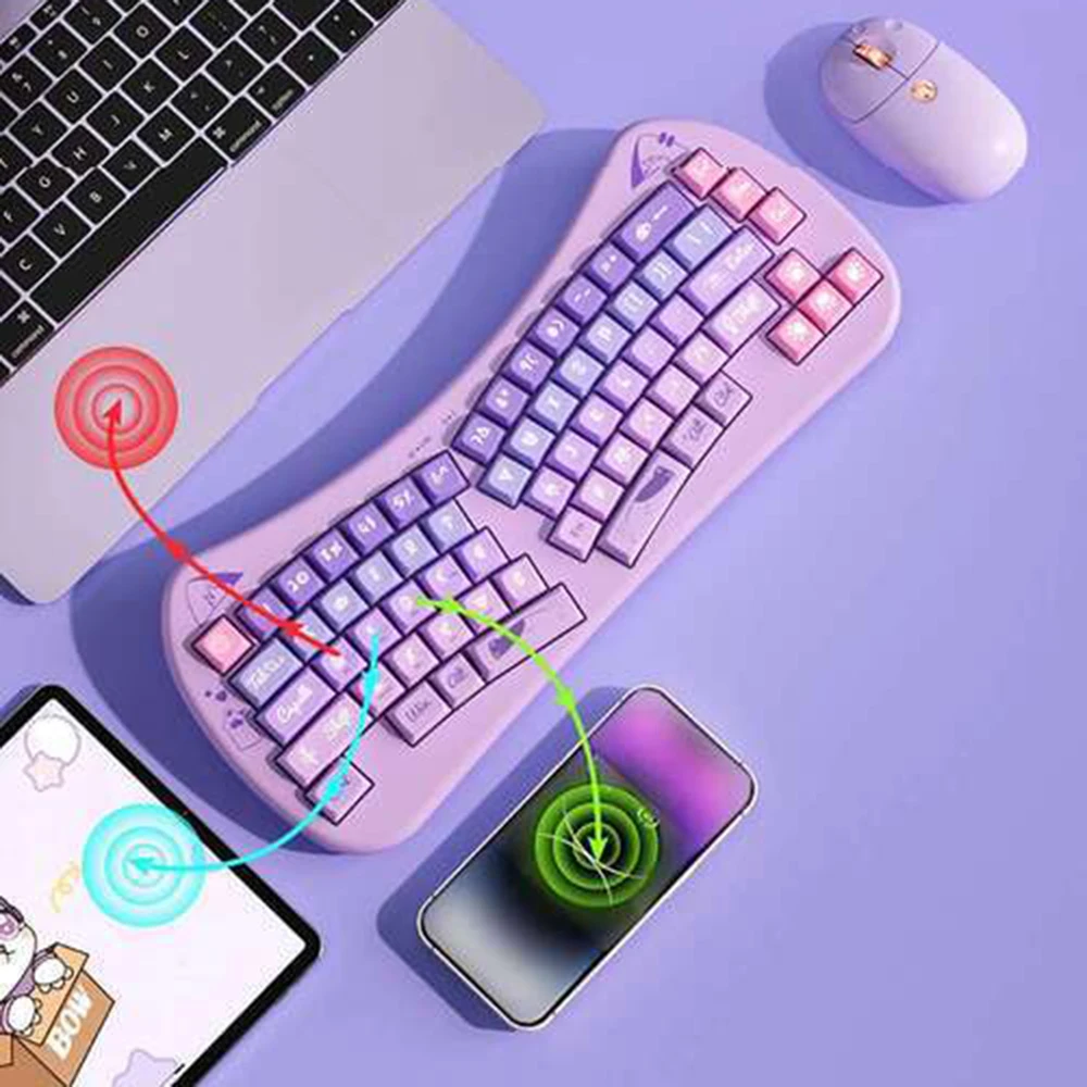 Ergonomic Alice Mechanical Keyboard Custom Gaming Mechanical Keyboard 2.4G Wireless Keyboard Bluetooth Mechanical Keyboard