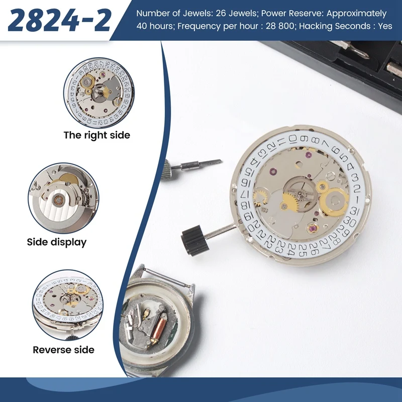 for ETA 2824-2 SELLITA SW200 White 3H Mechanical Watch Clock Movement-A49I view 6