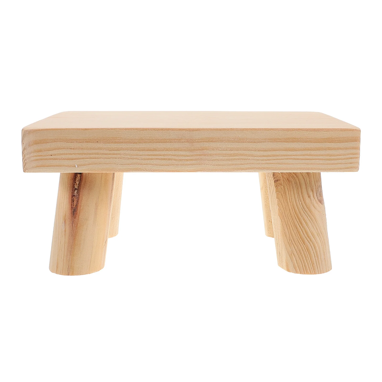 Bangku Kayu Solid Portabel 'S Untuk Penggunaan Dapur Kamar Mandi Tidak Beracun Tepi Bulat Sandaran Kaki Kayu