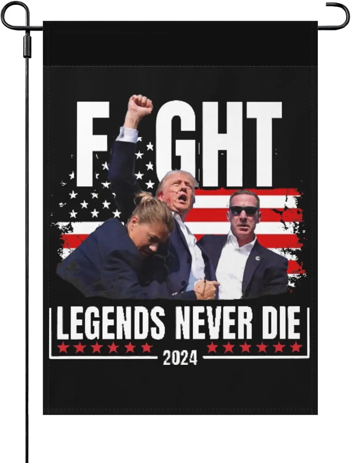 TRUMP FIGHTS LEGENDS NEVER DIE 2024 Yard Flag One Size Double Sided Vintage Funny Garden Flags Double Sided For Beach House Flag