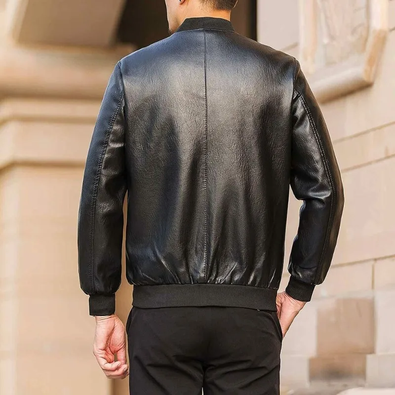 Cool Men's 100% Black Genuine Lambskin Leather Jacket Biker Soft & Smooth Bomber