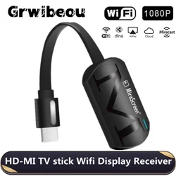 Grwibeou HD 1080P G4 Wireless WiFi Display TV Dongle Receiver TV Stick Miracast Airplay For PC Phone Notebook HDTV Projector