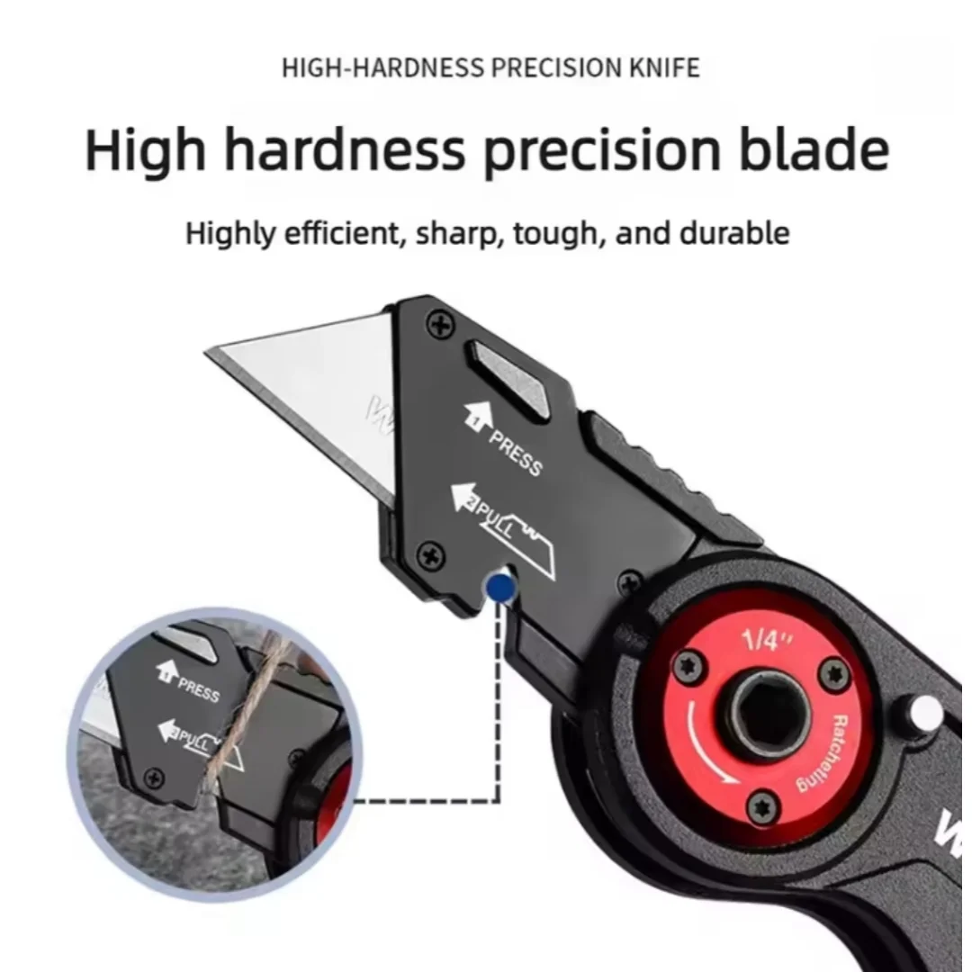 WORKPRO Folding Utility Knife with Ratcheting Screwdriver 10 Bits 10 Blades EDC Heavy Duty Work Knife with Multifunctional - view 4