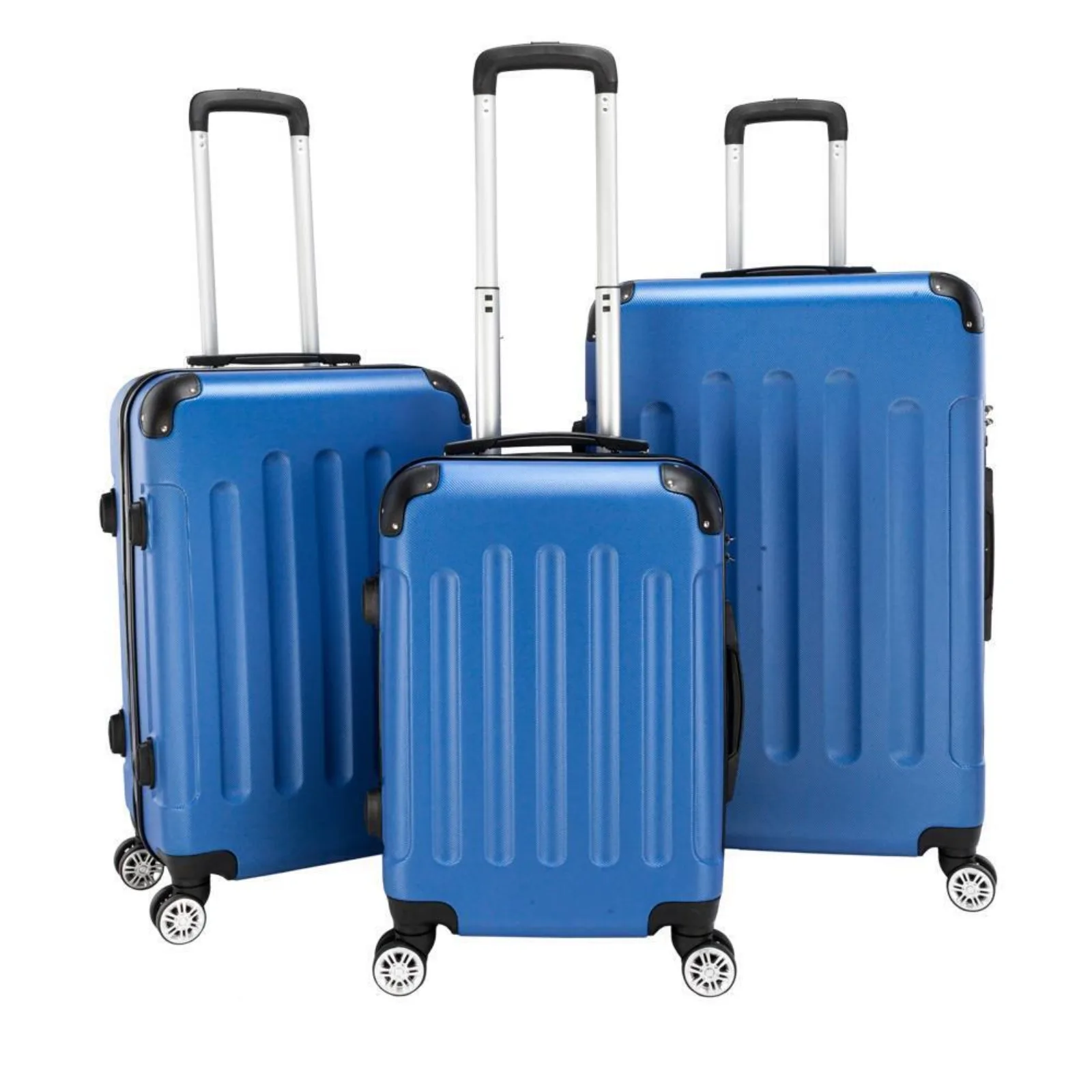 New Blue 3 Pieces Travel Luggage Set Bag ABS Trolley Carry On Suitcase TSA Lock United States