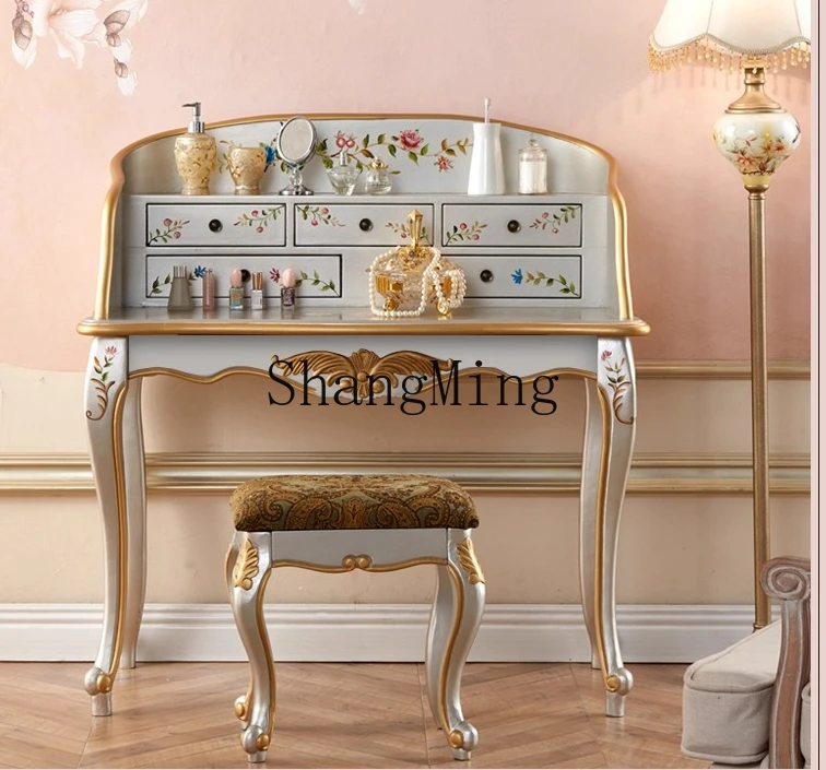 

ZYY домашний комод с ручной росписью, комбинированный ретро серебряный, золотой, окрашенный столик для макияжа, туалетный столик для дома, спальни