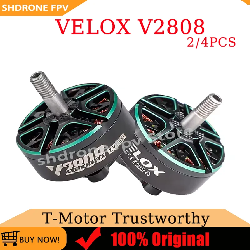 Hot-Selling T-Motor VELOX V2808 Brushless Motor 1300/1500/1950KV Options 4mm Shaft for FPV Cinelifter & Cinewhoop Drones