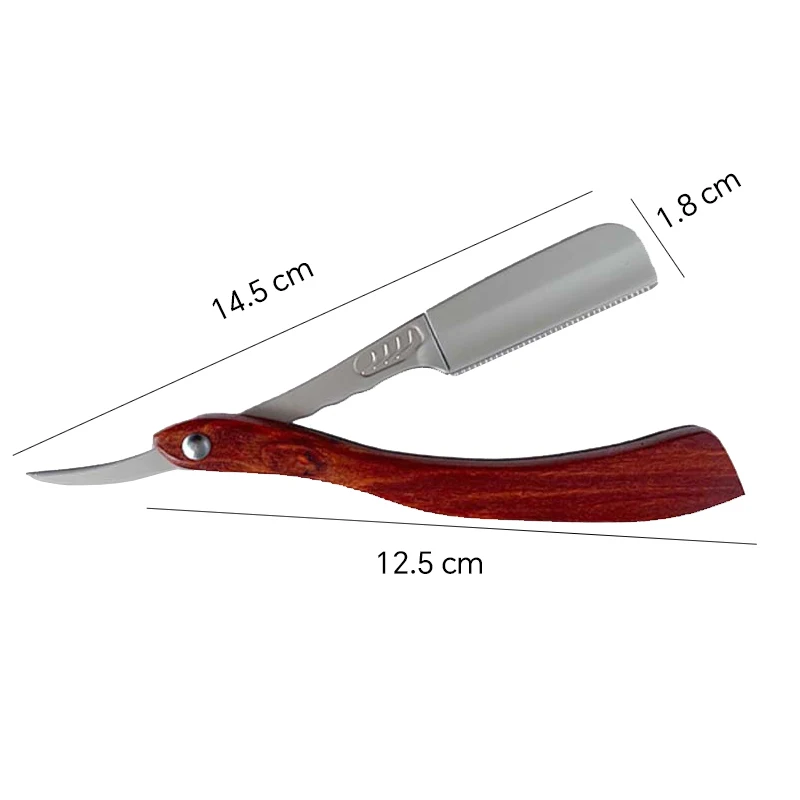 Whityle Beard Trimmer Wooden Folding Straight Razor With 10 Replaceable Blade Metal Shave Knife Style FR01