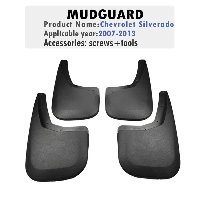 لسيارة شيفروليه سيلفرادو GMT900 GMC C K 2008 2007 ~ 2013 درابزين 4 قطعة واقي الطين الأمامي والخلفي واقي الطين ملحقات السيارة #4