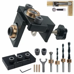 Verstelbare Houtbewerking 3 In 1 Doweling Jig Kit Pocket Gat Jig Boren Gids Locator Voor Meubels Aansluiten Gat Puncher Tool