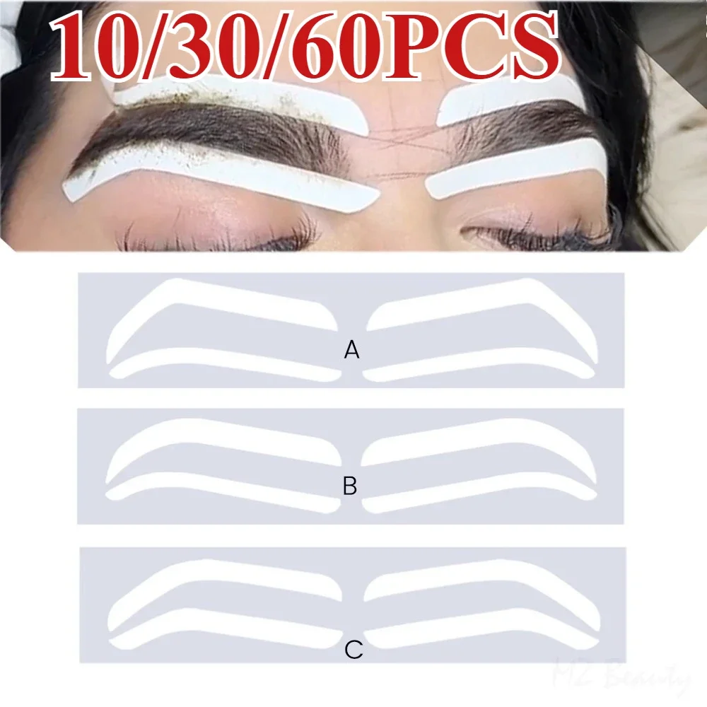 10/30/60PCS Disposable Eyebrow Design Stencil Eyebrow Tint Airbrush Auxiliary Sticker For Brows Shaping With Single