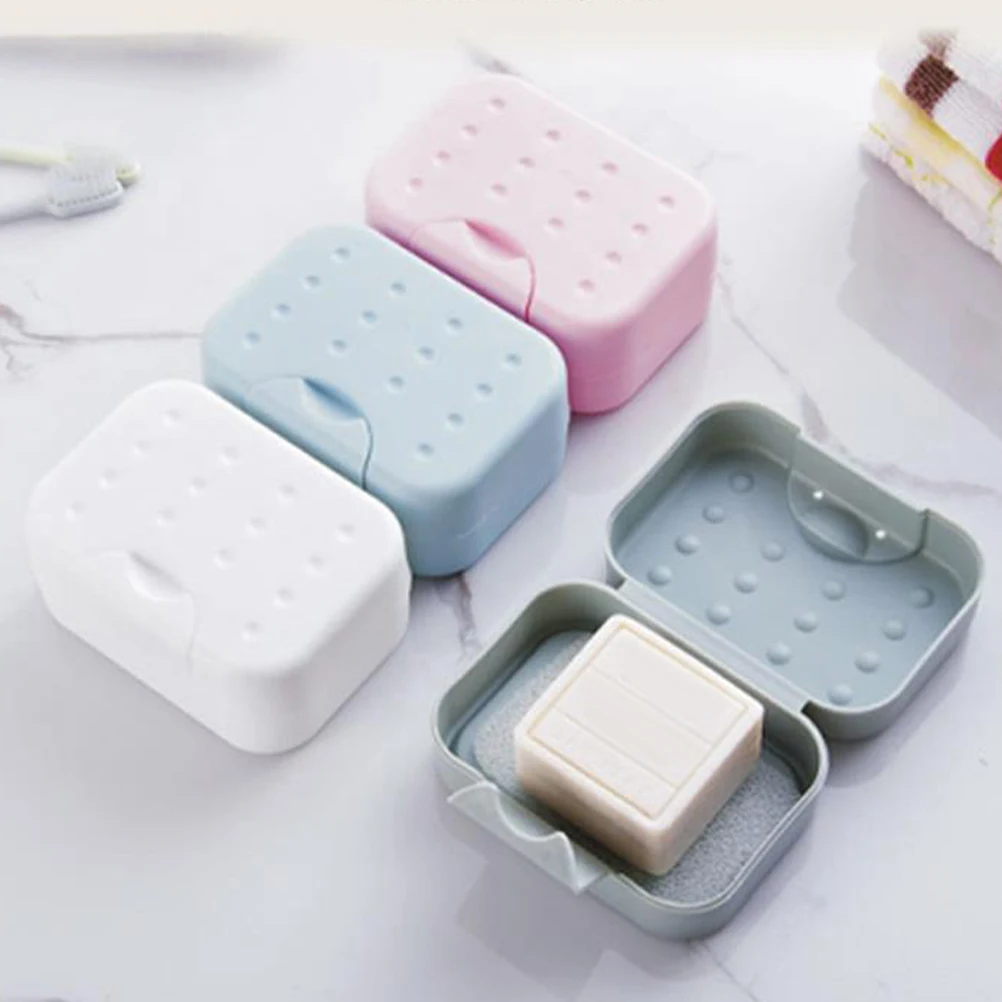 

4 Pcs Portable Soap Box Case Camping Holder Lock Container Pp Small Travel for Traveling Cases