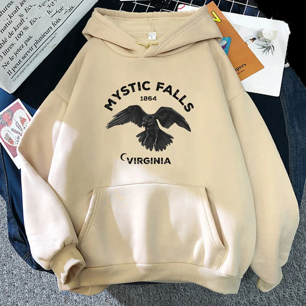 Mystic Falls Virginia EST 1864 Streetwear Hoodies Winter Fleece Comfortable Hooded Sweatshirts Long Sleeve Sudaderas Harajuku