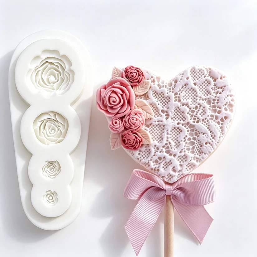 Blumen-Rosen-Silikonform für Zuckerguss, Harzwerkzeuge, Schokoladen-Cupcake-Backform, Fondant-Kuchen-Dekorationswerkzeuge