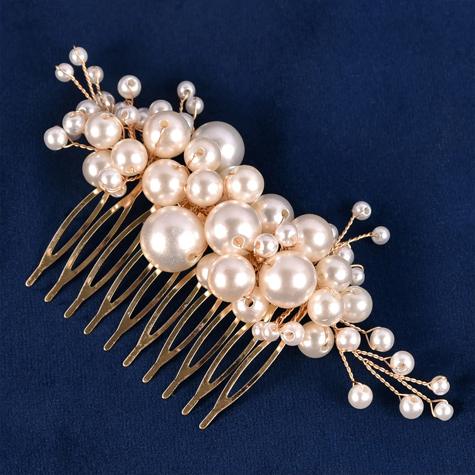 Korean Style Alloy Hair Combs Light Luxury Handmade Pearl Decor Hair Clips For Women Fashion Bride Wedding Hair Accessories