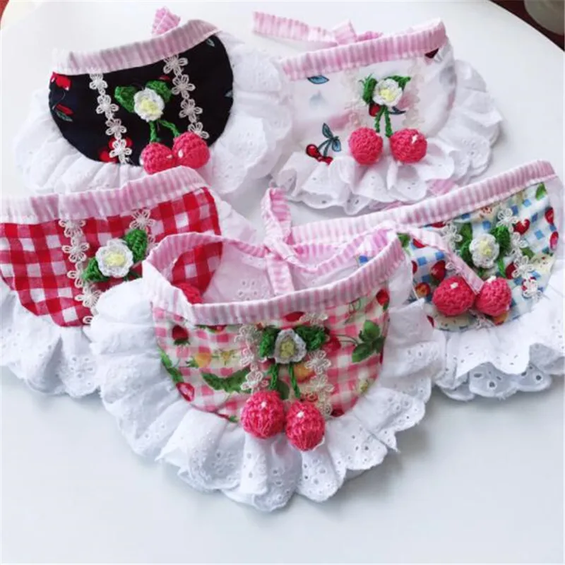 Sweet Pet Scarf Accessories Plaid Saliva Towel Puppy String Neck Strap Collar Bib Bandana For Small Dogs Chiwawa Dog Neckerchief