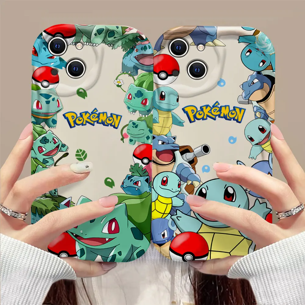 3D Wave Case For OPPO Realme 12 11 10 9 8 7 C-Charmanders Pro Plus C67 C55 C31 P-PokemonS C35 S-squirtleS C15 C20 C21Y Cover