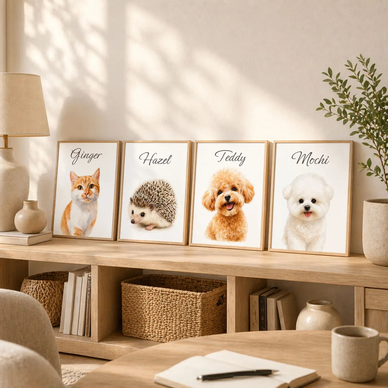 Personalisierter Haustier-Porträt-Druck, Individuelles Haustier-Namen-Wandbild, Hund Katze Vogel Igel Porträt, Haustier-Gedenkgeschenk, Kinderzimmer-Dekoration – Detail 4