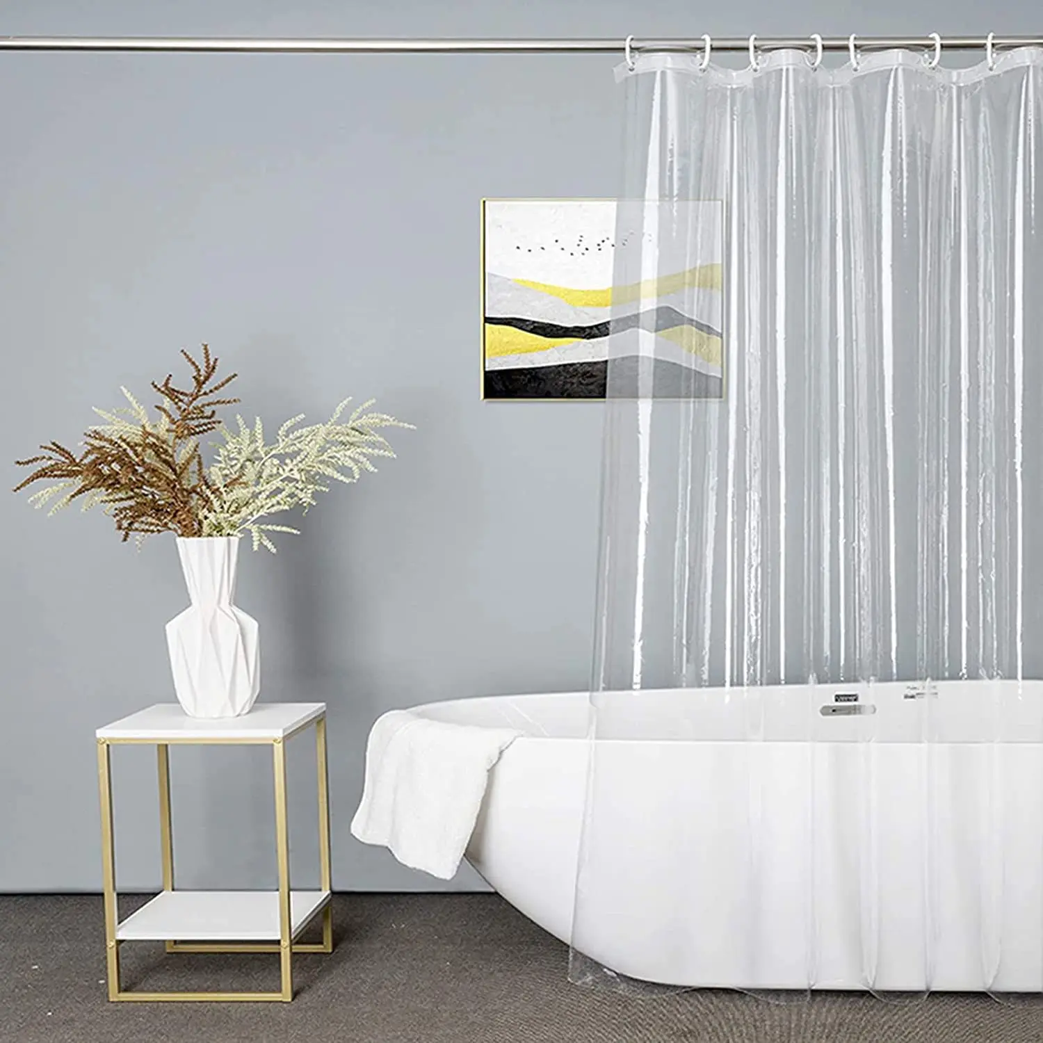 Transparent Shower Curtain Punching-Free Door Curtain Waterproof And Mildew-Proof Thickened Isolation Curtain