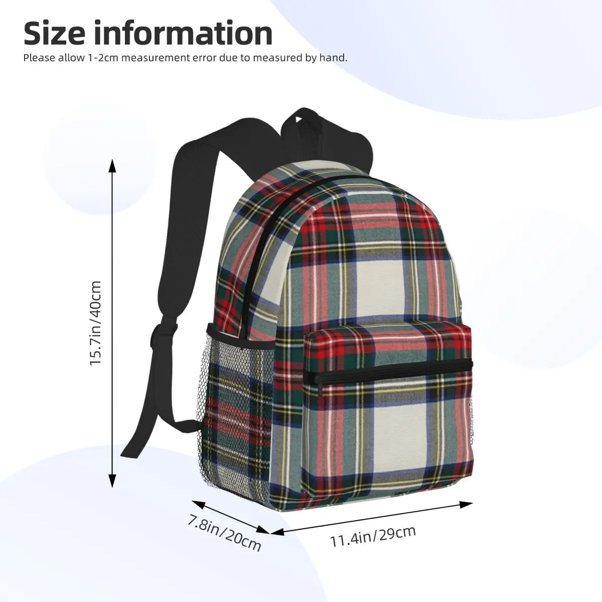 Stewart Dress Scottish Tartan Student Backpack School Bag Hiking Travel Daypack for Boys Girls Bookbag Shoulder Bags