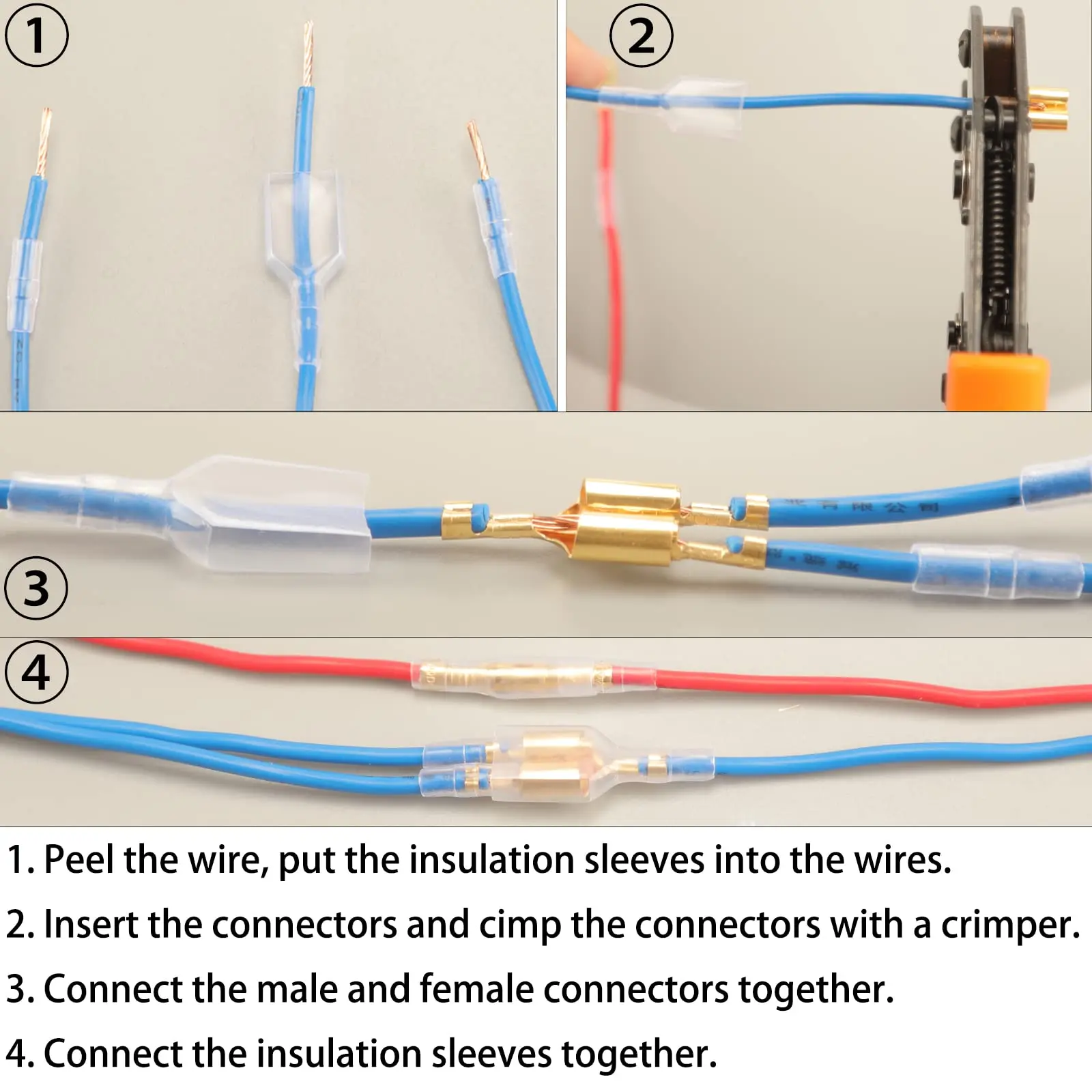320pcs Double Bullet Wire Connectors, 3.9mm 3.5mm Male and Female Bullet Terminal Connectors with Insulation Sleeve