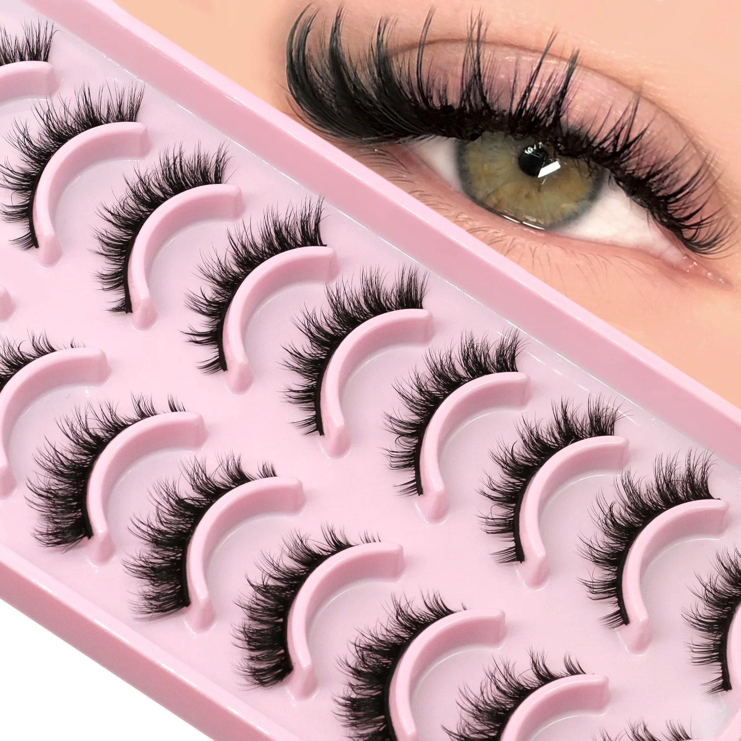 Lasvirey رقيق الرموش القط رموش قصيرة سميكة كامل قطاع جلدة لينة Wispy الطبيعية طويلة حليقة ثلاثية الأبعاد فو المنك جلدة ماكياج #2