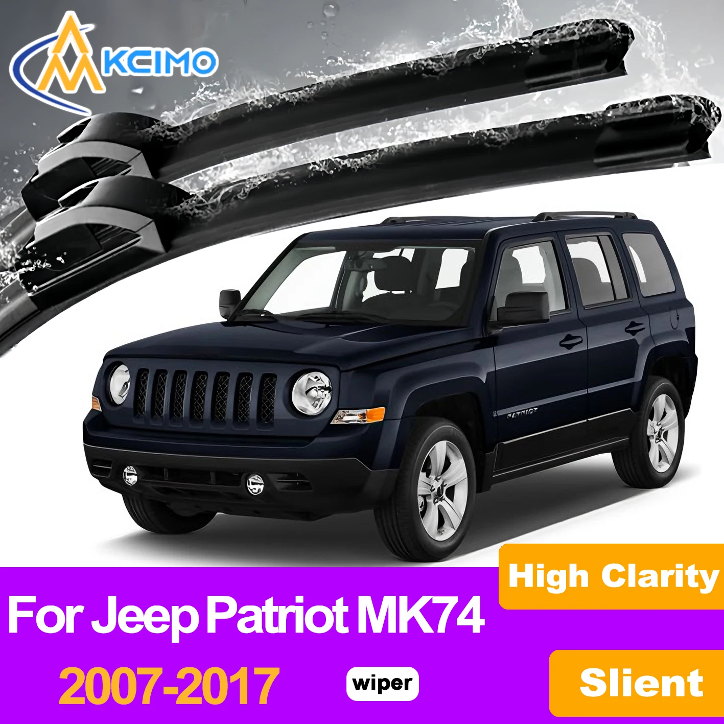 

KCIMO 2PCS All-Season Front Windshield Wiper Blades For Jeep Patriot 2007-2017 Durable Rubber & Easy Clip-On, Quiet Wiping