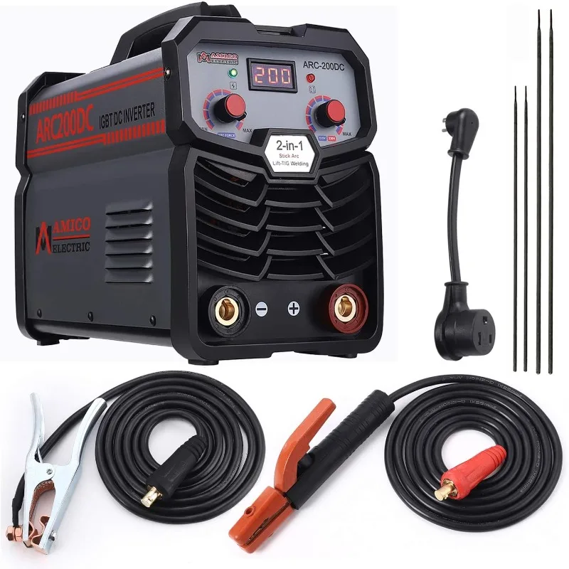 

AmicoElectricAmico ARC-200DC, 200 Amp Professional Stick Arc TIG Welder, Use E6010 E6011 E6013 E7014 E7018 etc. 80percent Duty C