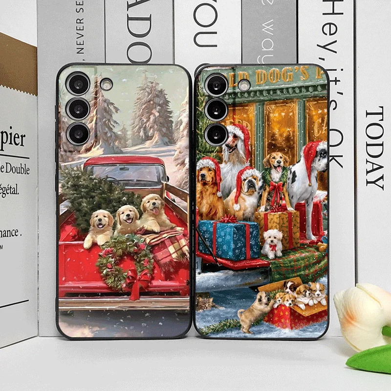 Christmas Trucks Cartoon Dog Pattern Phone Case for Motorola Moto Edge 50 Fusion 40 30 Neo G34 G24 E14 G75 G85 G54 5G Soft Cover