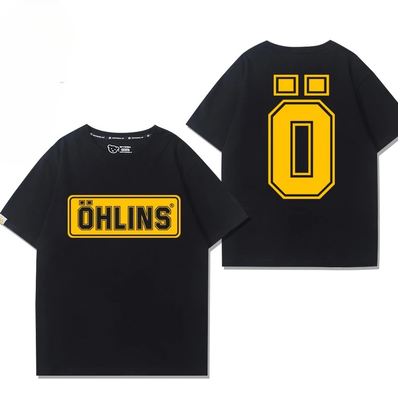 OHLINS Motorcycle Shock Absorber Improved Pure Cotton Short-sleeved T-shirt Casual Wear Fashionable Racing Brand