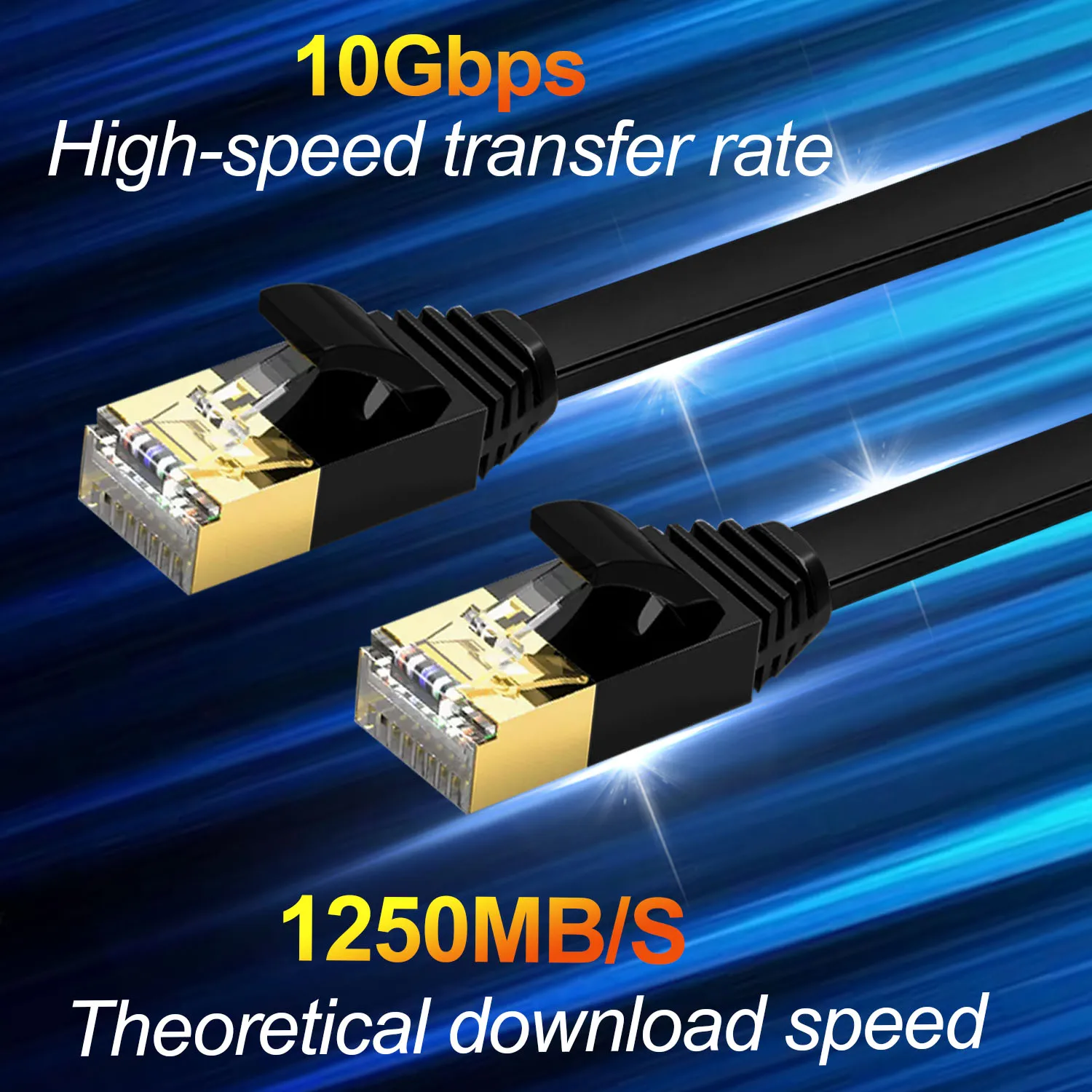 Płaski ekranowany kabel sieciowy CAT7 10Gbps 750MHz kabel sieciowy RJ45 32AWG przewód internetowy czysta miedź STP do komputera